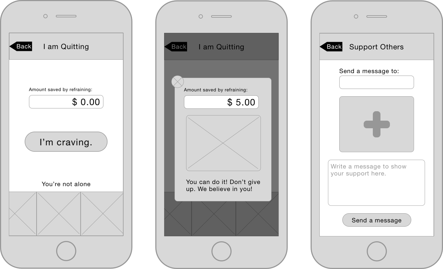 first iteration of wireframes